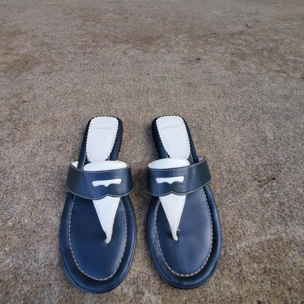 Lands End Navy/White Sandals, Size 6